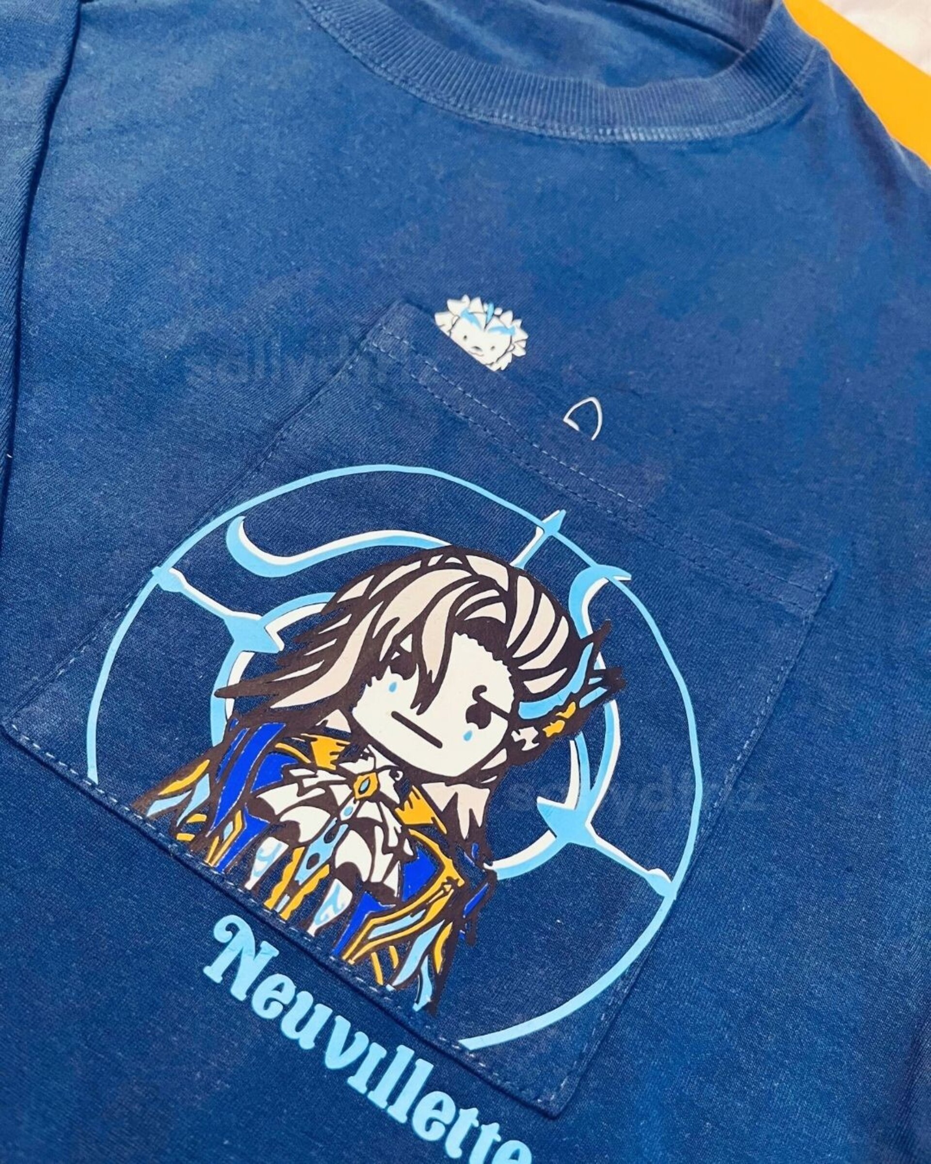 Tartaglia y Neuvillette Genshin Impact camiseta bolsillo - 3