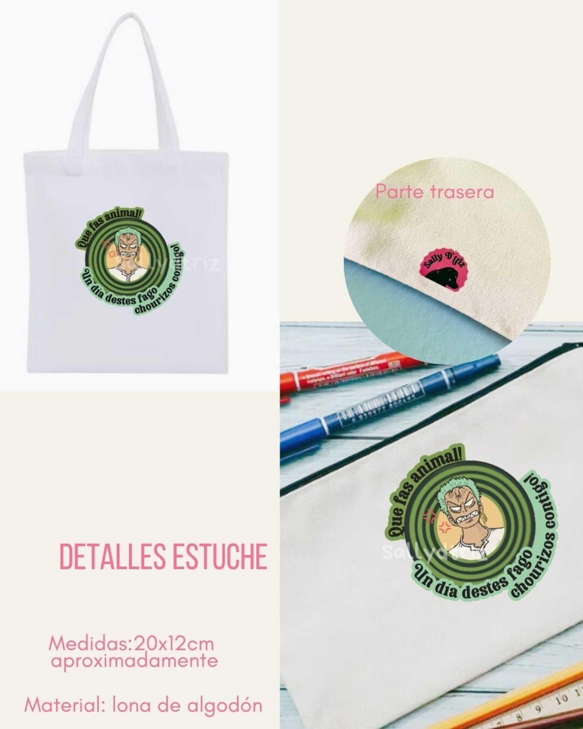 Tote Bag, estuche y pegatina de Zoro - 3