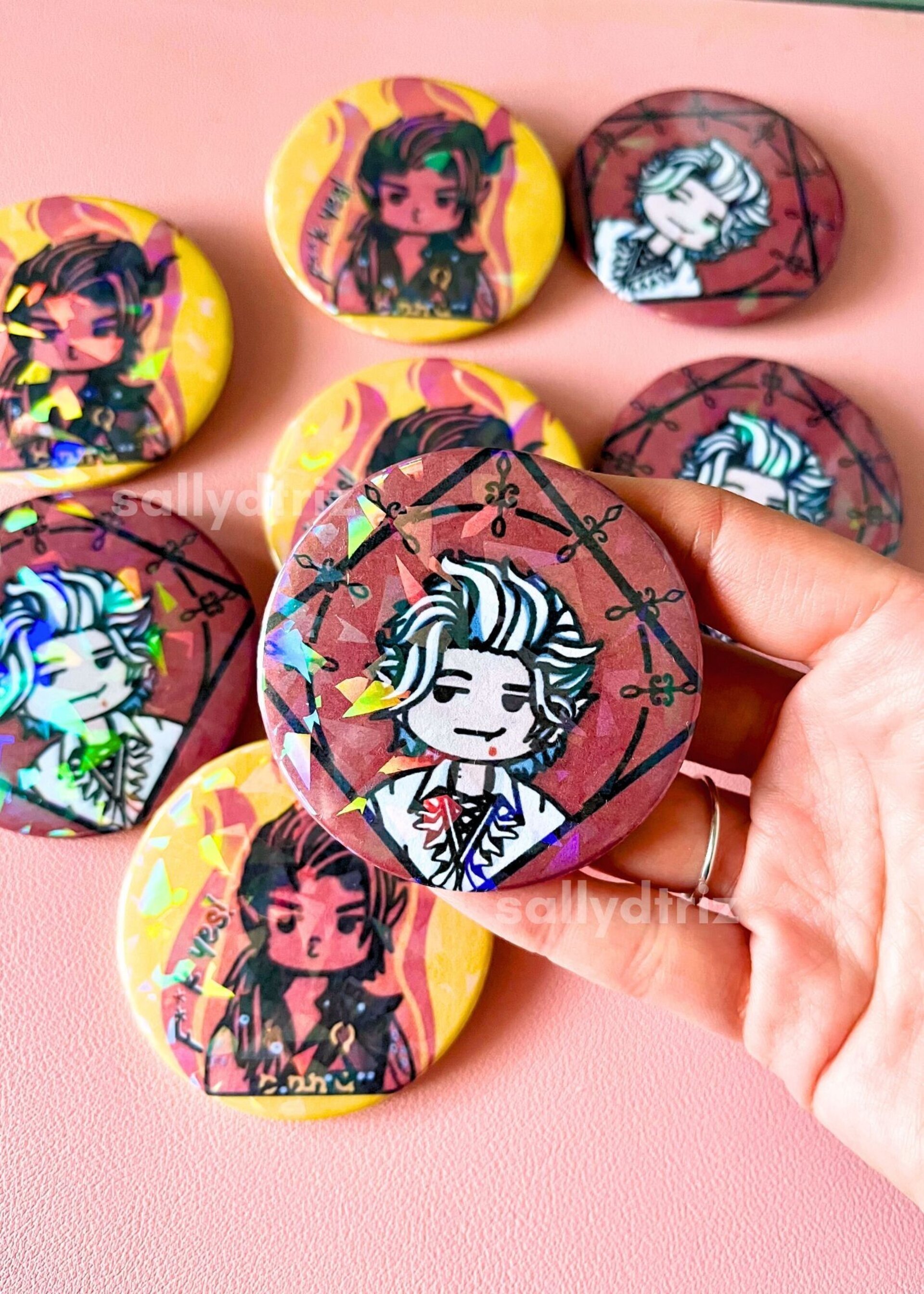 Chapas grandes Baldur's gate 3 Karlach Astarion / Big button pins - 3