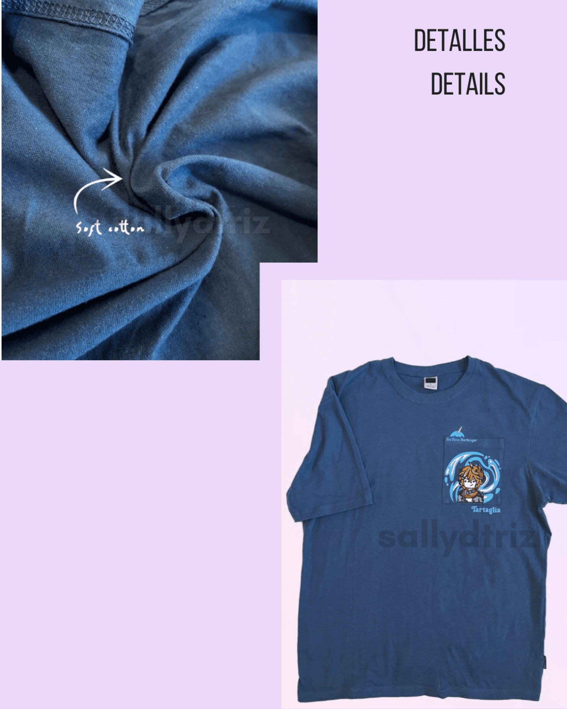 Tartaglia Genshin Impact camiseta bolsillo- Childe tshirt - 4
