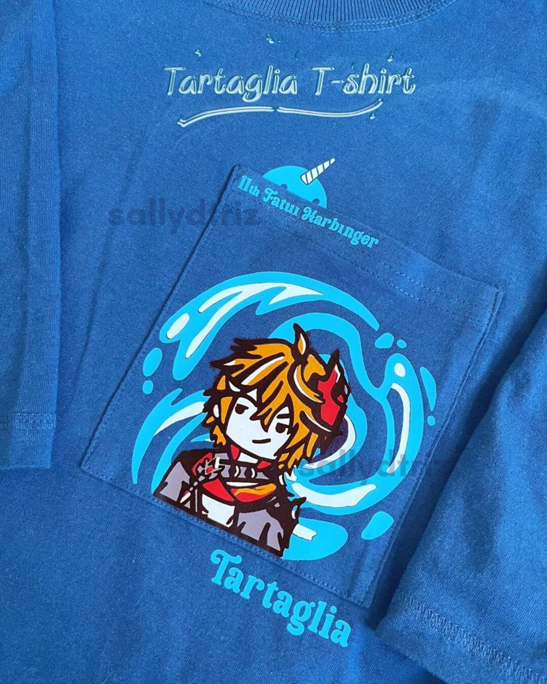 Tartaglia y Neuvillette Genshin Impact camiseta bolsillo - 2