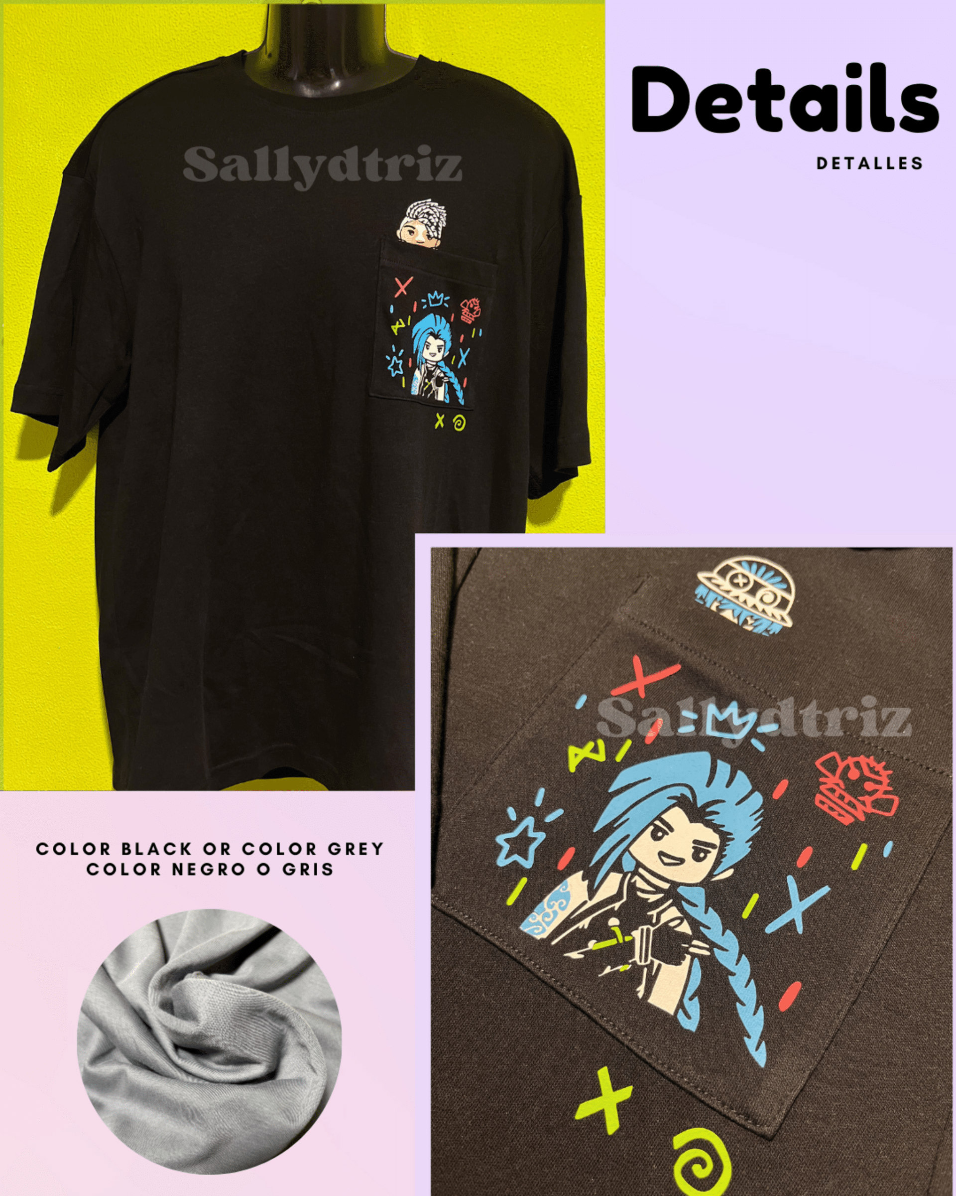 Jinx camiseta con bolsillo con Ekko o Isha - 3